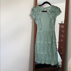 Lulus backless sage green lace dress